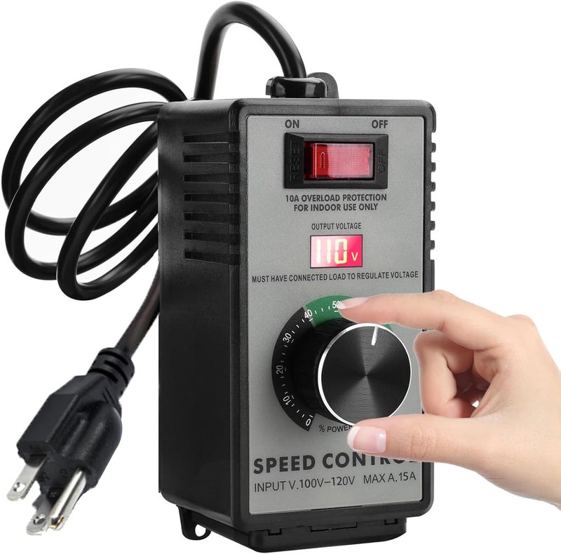 diymore AC Motor Speed Controller 120V 15A 4000W Variable Speeds Control Fan Speed Controllers for Electric Motor with Overload Protection Switch with Overloads Protection - Image 1